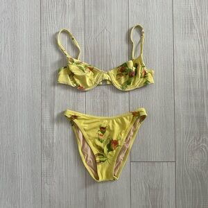 Floral Yellow Vintage Bikini Set
